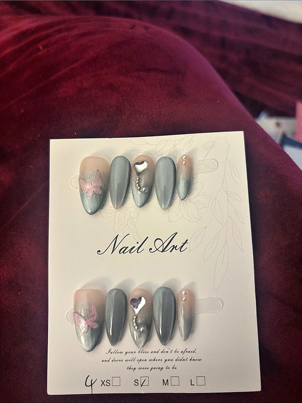 Gray & Pink Nail Art Press-On Nails NWT